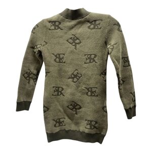 Ermanno Scervino Junior Girls Soft Logo Sweater Dress Size 6 Army Green